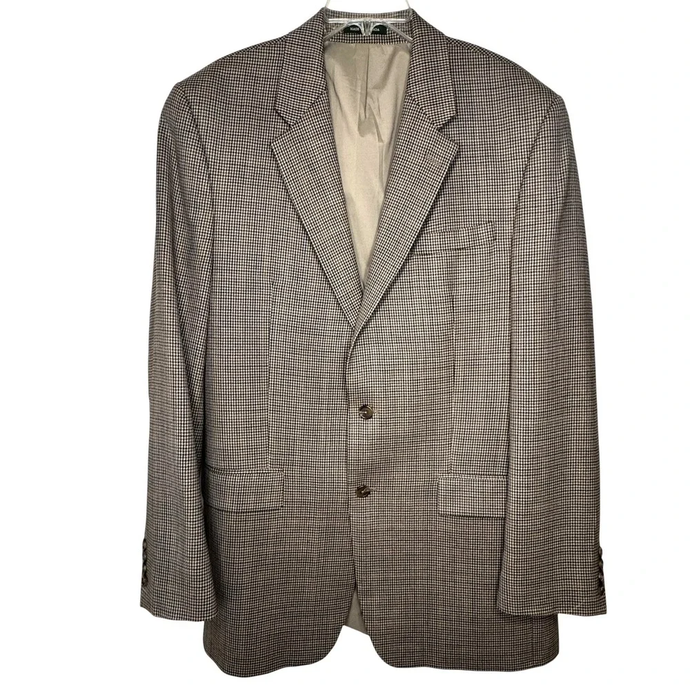 Lauren Ralph‎ Lauren Brown Blazer Sport Coat Mens 42XL Wool Houndstooth VTG 1998